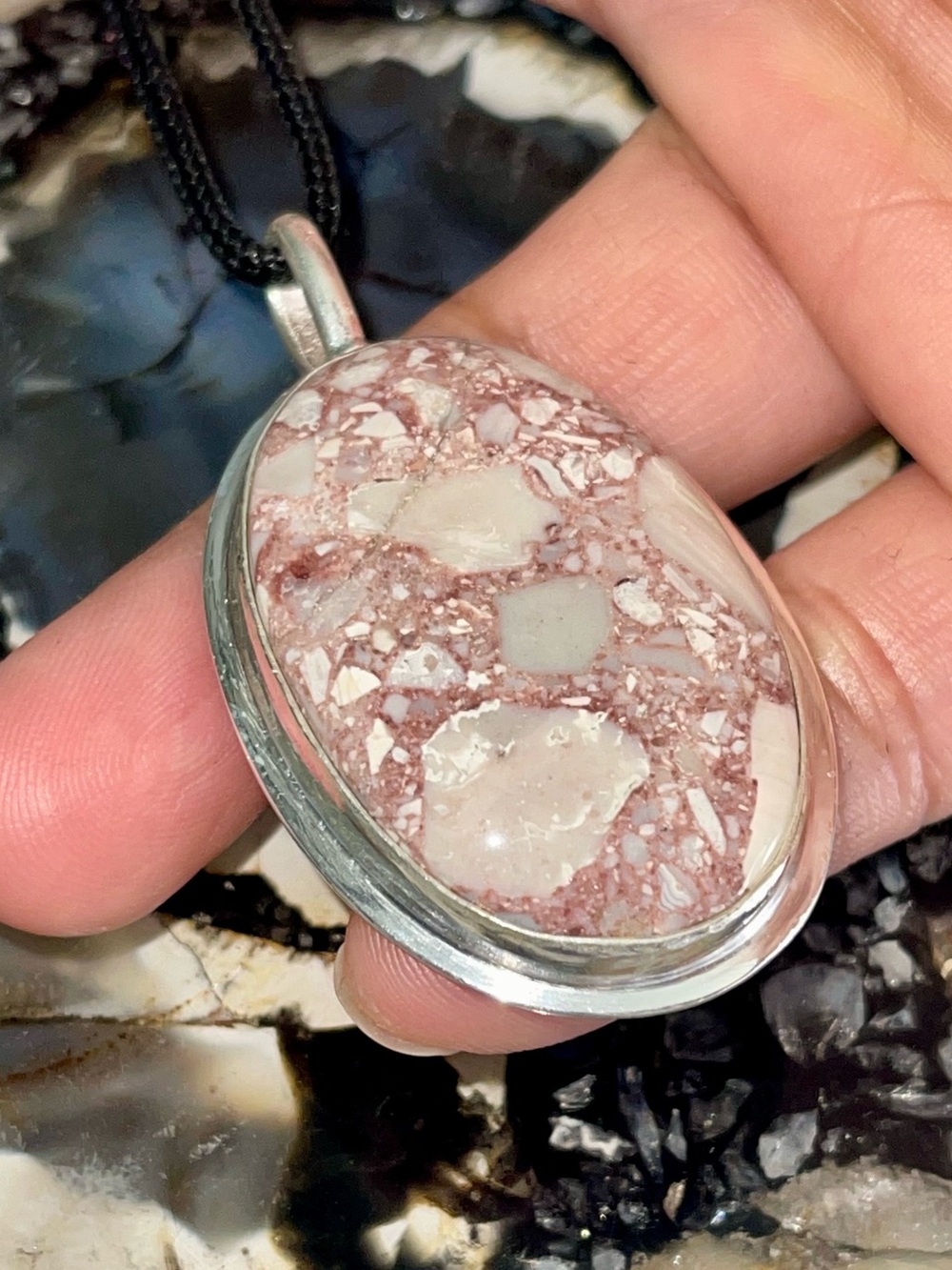 Brecciated Mosaic Mookaite Jasper Pendant 2 1/4”